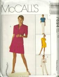 7694 MCCALLS JONES NEW YORK SHORT-LONG SLEEVE JACKET, TOP, BOTTOMS PATTERN 18 UNCUT